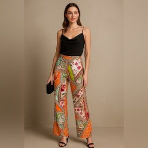 Josie Wide-Leg Paisley and Floral Print Pants Size Medium Life of a Showgirl